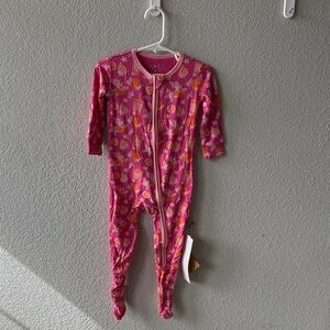Kickee Pants Pink and Orange Floral Kids Footie